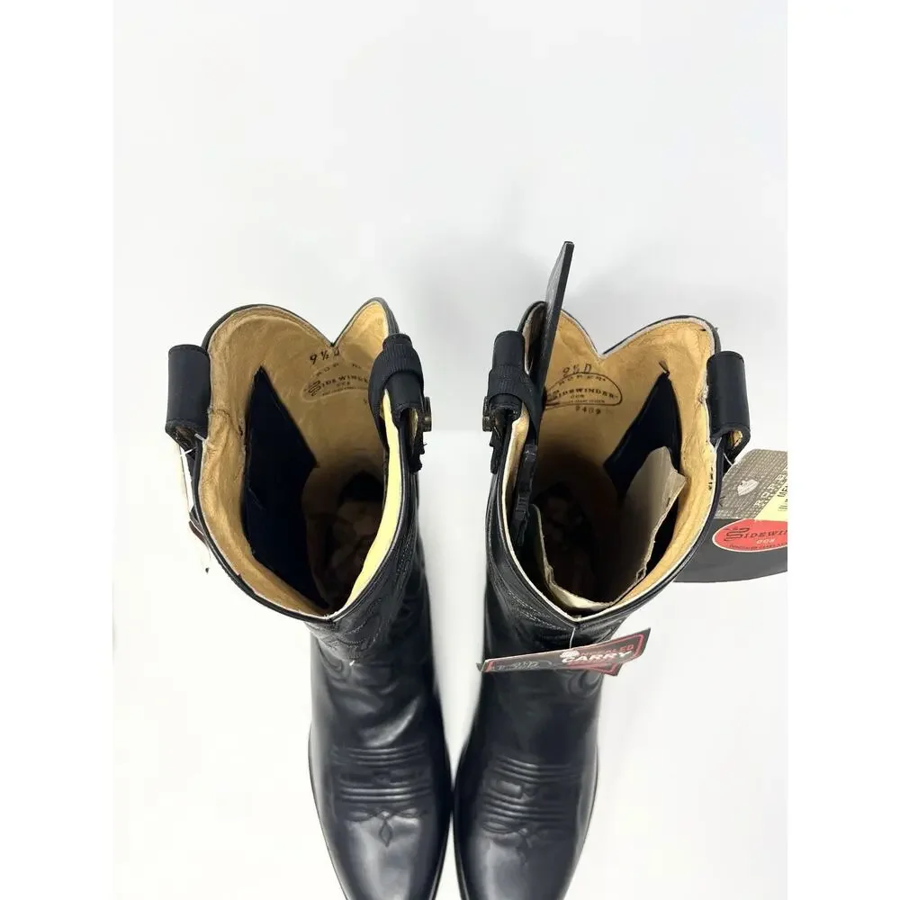 Roper Sidewinder CCS Concealed Carry Cowboy Boots Men’s 9.5D Black Leather NWT